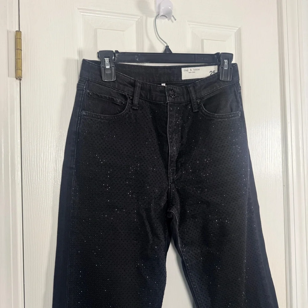 Rag & Bone Harlow Jewel Mid-Rise Ankle Jeans Black 25 - Picture 8 of 11